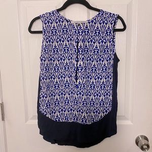 Collective concepts blue white printed blouse